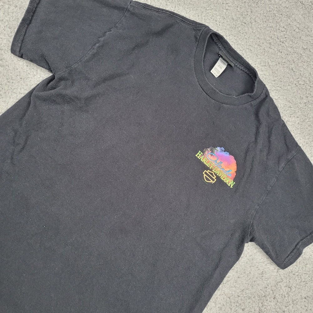 Harley Davidson Orlando Florida Black T-Shirt Motorcycle Medium 2023